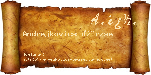 Andrejkovics Örzse névjegykártya